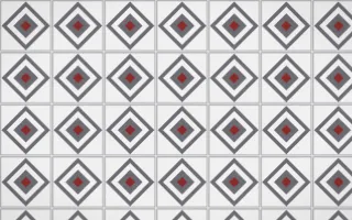 London Fog Diamond Tile — light grey, red and white azulejo background