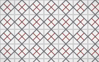 London Fog Lattice Tile — light grey, red and white azulejo background