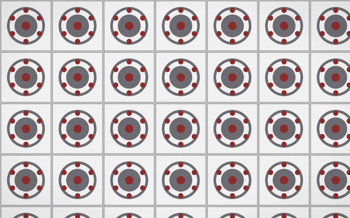London Fog Medallion Tile — light grey, red and white azulejo background