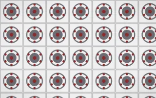 London Fog Medallion Tile — light grey, red and white azulejo background