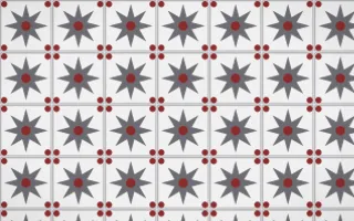 London Fog Star Tile — light grey, red and white azulejo background