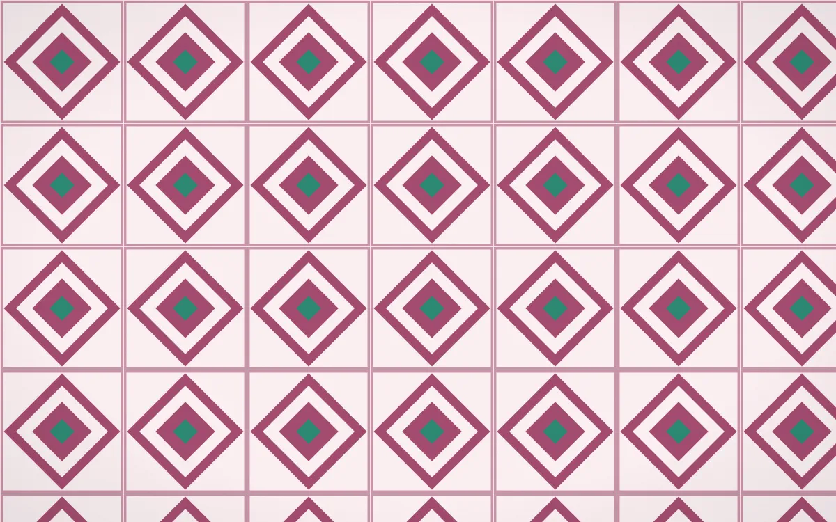 Lotus Siam Diamond Tile — light pink, teal and white azulejo background