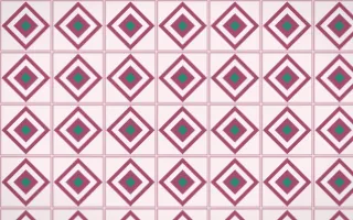 Lotus Siam Diamond Tile — light pink, teal and white azulejo background