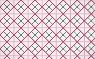 Lotus Siam Lattice Tile — light pink, teal and white azulejo background