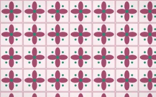 Lotus Siam Petal Tile — light pink, teal and white azulejo background