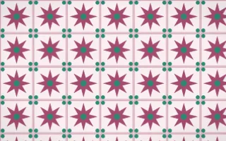 Lotus Siam Star Tile — light pink, teal and white azulejo background