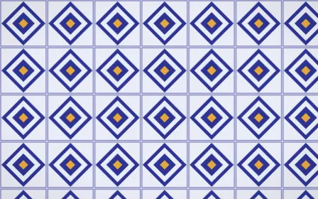 Majorelle Diamond Tile — light blue, gold and white azulejo background