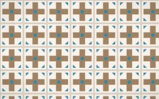 Manila Shell Cross Tile — light orange, blue and white azulejo background