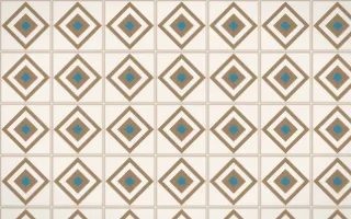 Manila Shell Diamond Tile — light orange, blue and white azulejo background
