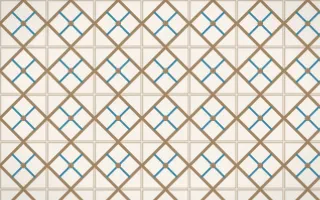 Manila Shell Lattice Tile — light orange, blue and white azulejo background