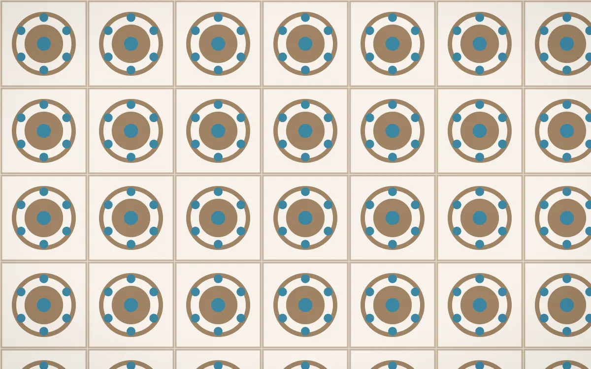 Manila Shell Medallion Tile — light orange, blue and white azulejo background