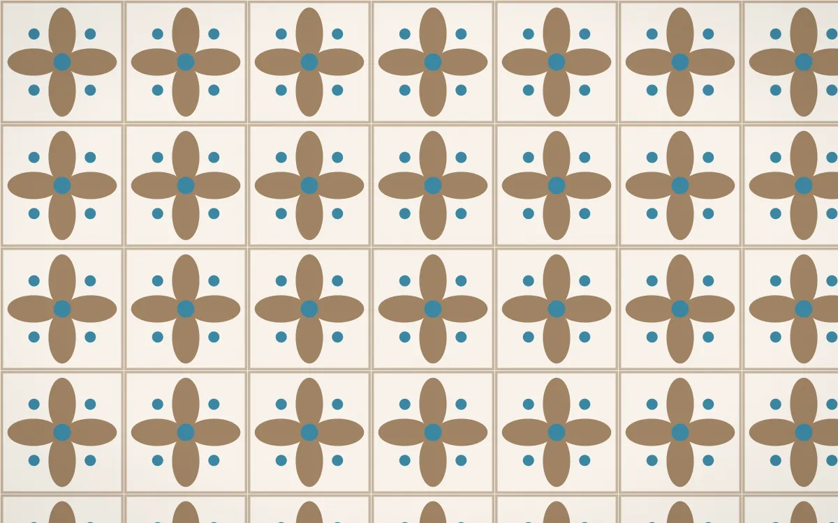 Manila Shell Petal Tile — light orange, blue and white azulejo background
