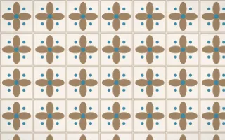 Manila Shell Petal Tile — light orange, blue and white azulejo background
