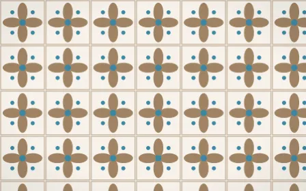 Manila Shell Petal Tile — light orange, blue and white azulejo background
