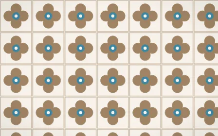 Manila Shell Quatrefoil Tile — light orange, blue and white azulejo background