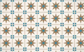 Manila Shell Star Tile — light orange, blue and white azulejo background