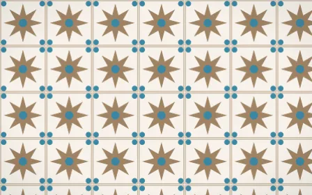 Manila Shell Star Tile — light orange, blue and white azulejo background
