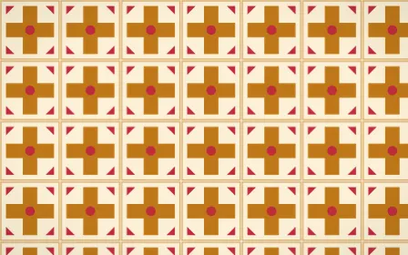 Marigold Temple Cross Tile — light orange, red and beige azulejo background