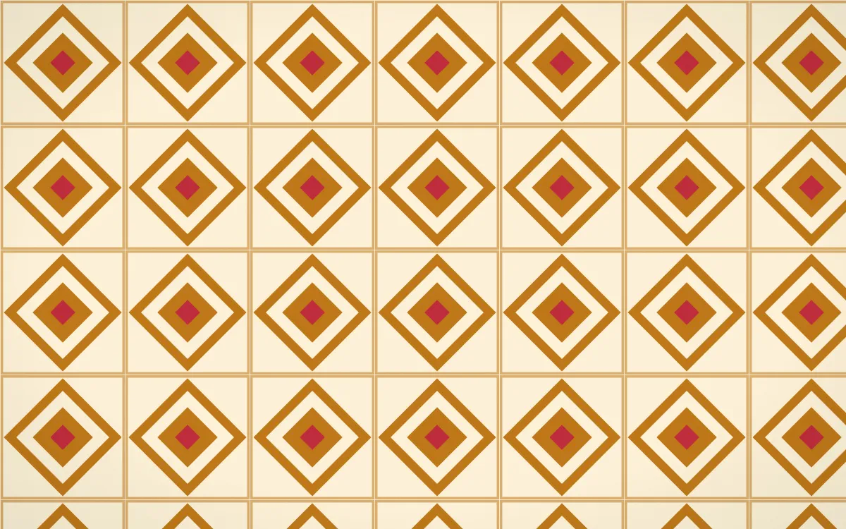 Marigold Temple Diamond Tile — light orange, red and beige azulejo background