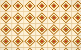 Marigold Temple Diamond Tile — light orange, red and beige azulejo background
