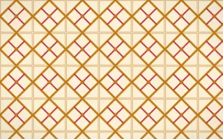 Marigold Temple Lattice Tile — light orange, red and beige azulejo background