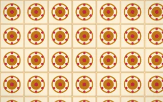 Marigold Temple Medallion Tile — light orange, red and beige azulejo background