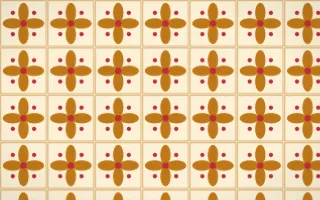 Marigold Temple Petal Tile — light orange, red and beige azulejo background