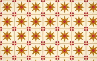 Marigold Temple Star Tile — light orange, red and beige azulejo background