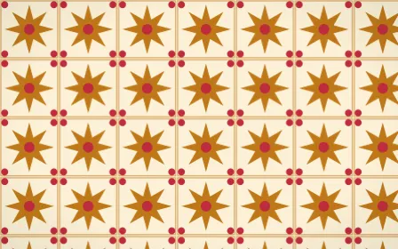 Marigold Temple Star Tile — light orange, red and beige azulejo background
