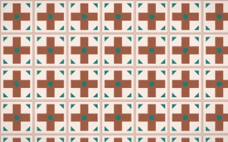 Marrakech Rose Cross Tile — light orange, teal and beige azulejo background