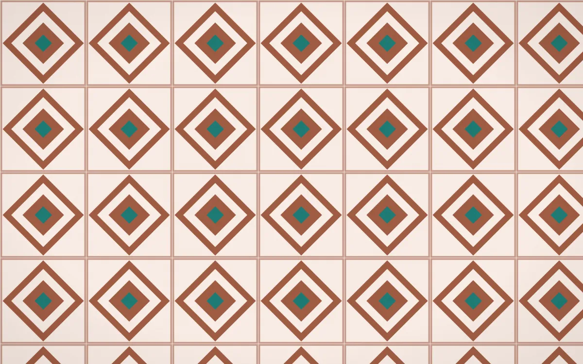 Marrakech Rose Diamond Tile — light orange, teal and beige azulejo background