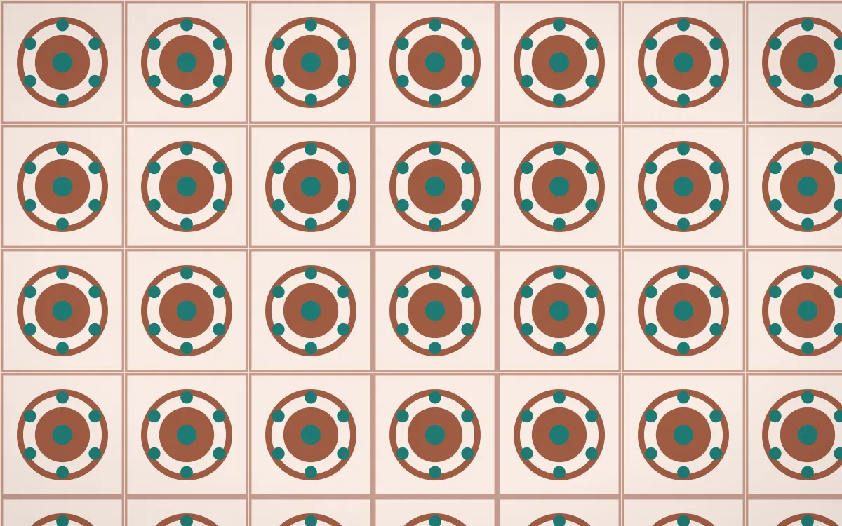 Marrakech Rose Medallion Tile — light orange, teal and beige azulejo background