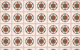 Marrakech Rose Medallion Tile — light orange, teal and beige azulejo background