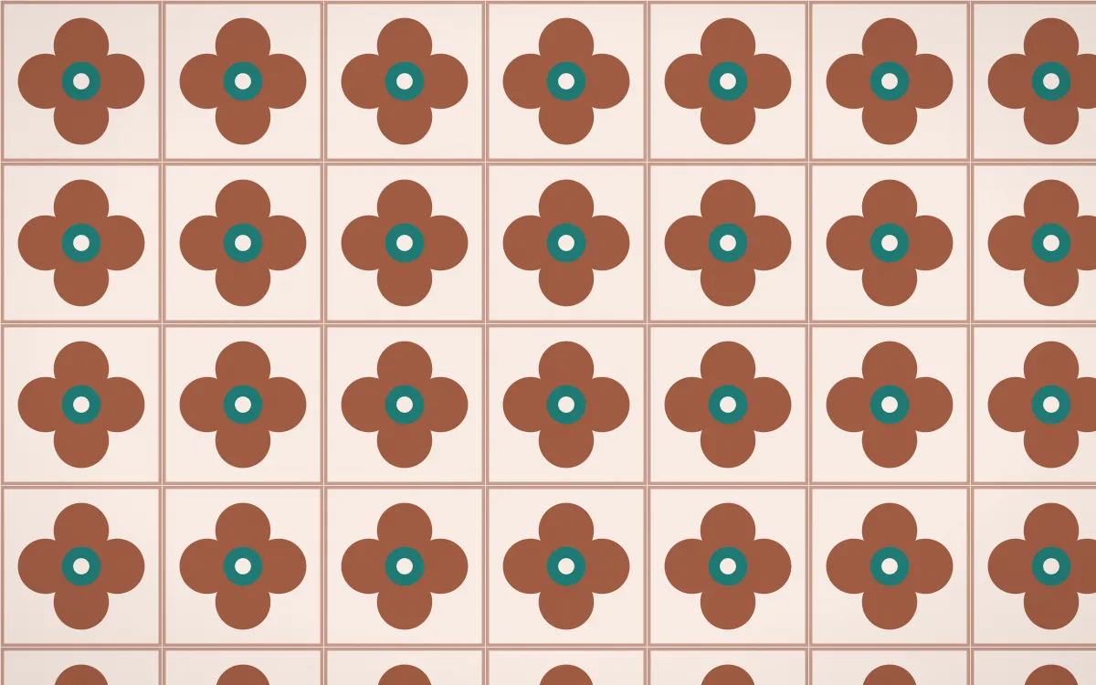 Marrakech Rose Quatrefoil Tile — light orange, teal and beige azulejo background