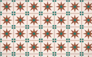 Marrakech Rose Star Tile — light orange, teal and beige azulejo background