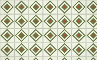 Matcha House Diamond Tile — light green, red and white azulejo background
