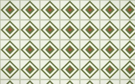 Matcha House Diamond Tile — light green, red and white azulejo background