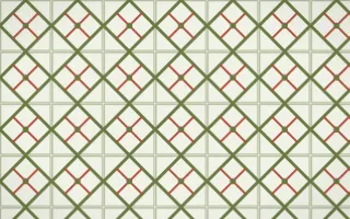 Matcha House Lattice Tile — light green, red and white azulejo background