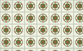Matcha House Medallion Tile — light green, red and white azulejo background