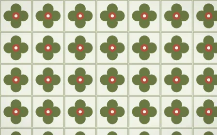 Matcha House Quatrefoil Tile — light green, red and white azulejo background