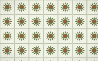 Matcha House Sunburst Tile — light green, red and white azulejo background