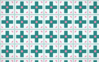 Miami Deco Cross Tile — light teal, pink and white azulejo background