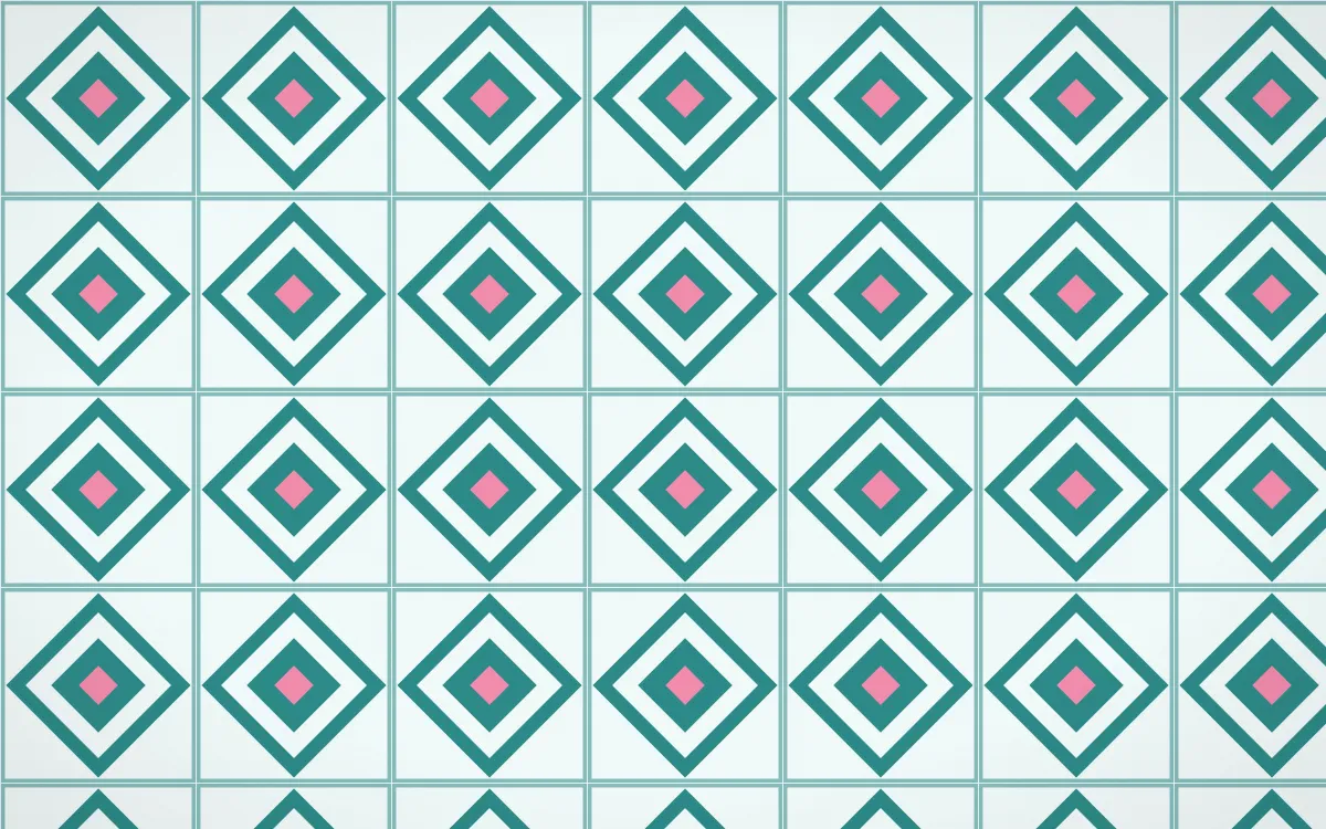Miami Deco Diamond Tile — light teal, pink and white azulejo background