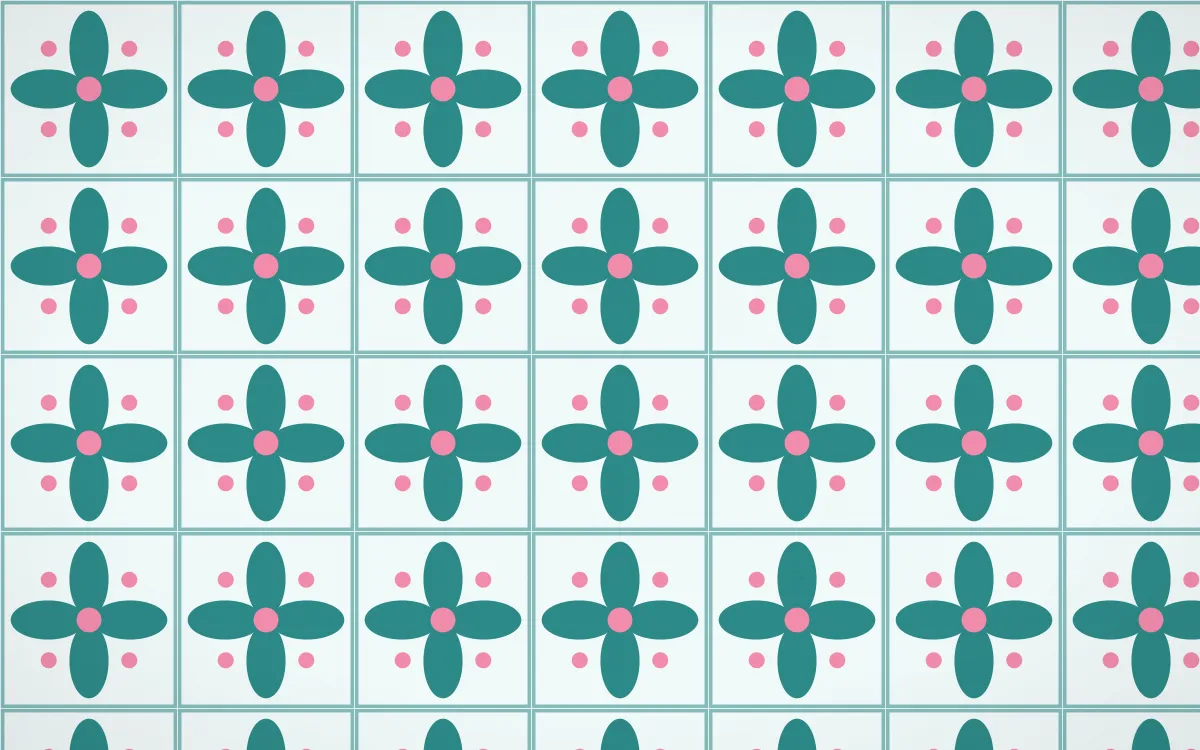 Miami Deco Petal Tile — light teal, pink and white azulejo background