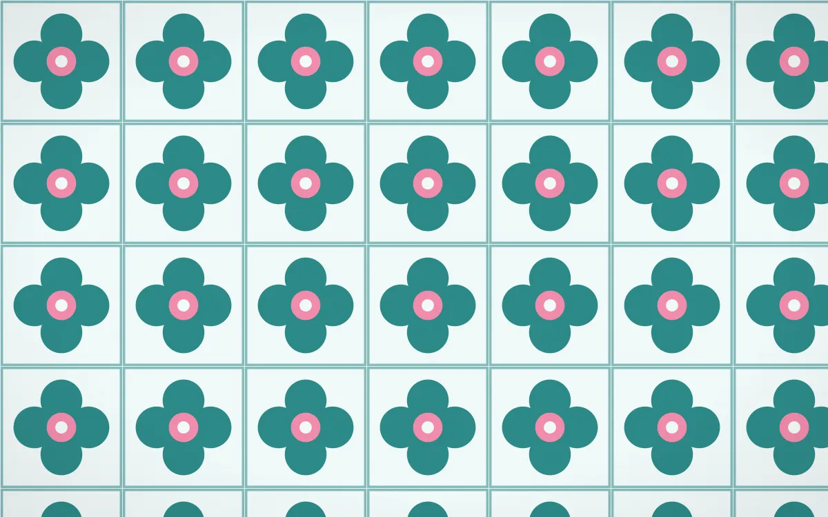 Miami Deco Quatrefoil Tile — light teal, pink and white azulejo background