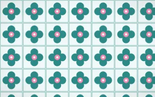 Miami Deco Quatrefoil Tile — light teal, pink and white azulejo background