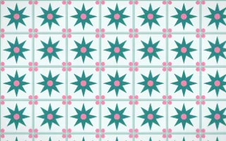 Miami Deco Star Tile — light teal, pink and white azulejo background