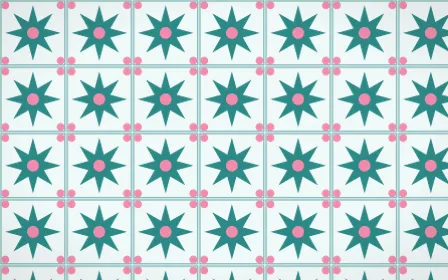 Miami Deco Star Tile — light teal, pink and white azulejo background