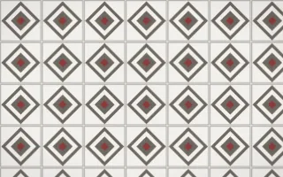 Milano Stone Diamond Tile — light grey, red and white azulejo background