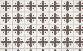 Milano Stone Petal Tile — light grey, red and white azulejo background